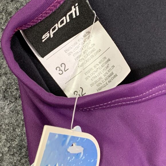 Sporti 1 Pc Bathing Suit NWT Padded Bra High Leg Thin Strap Purple Sz 32 - Picture 9 of 11